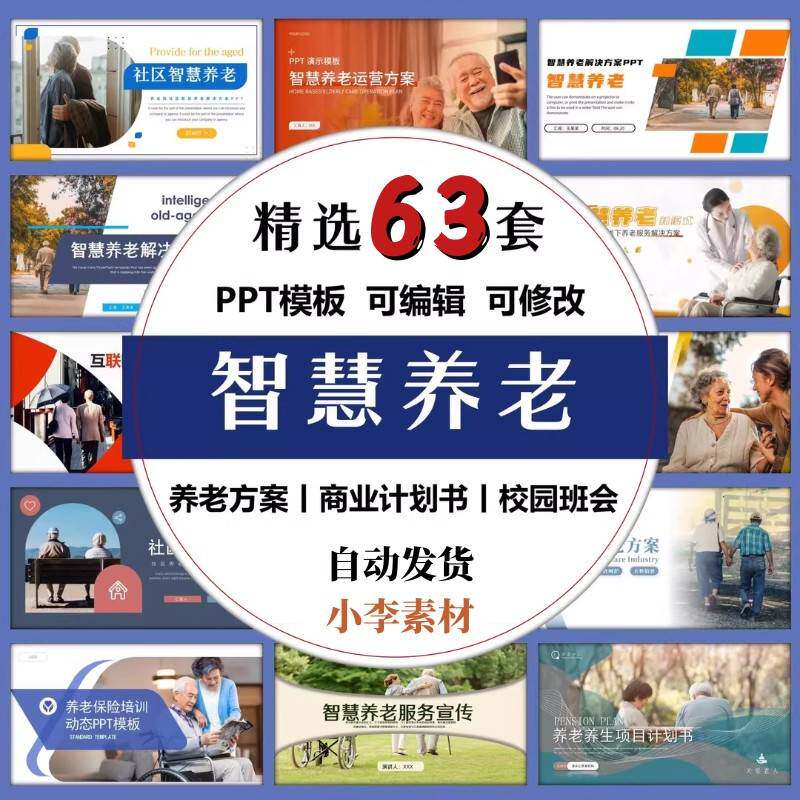 网际网路智慧养老解决方案PPT模板社区养老服务宣传敬老院计划素