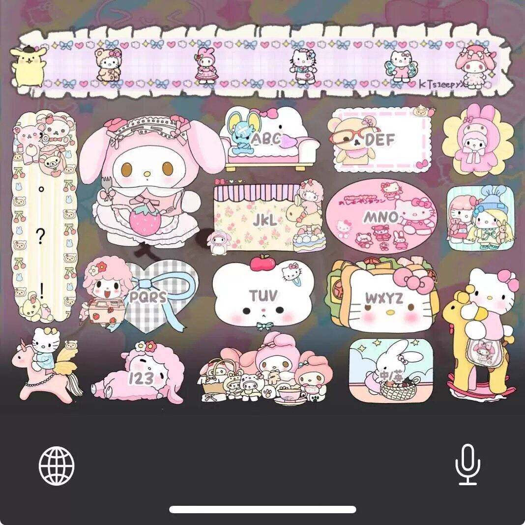 抓三丽鸥吧/ios苹果安卓百度输入法双皮肤动效键盘美化白肚皮双色