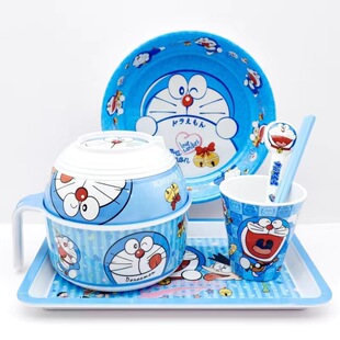 叮当猫带手柄大容量泡面碗卡通儿童学生饭碗食堂家用宿舍成人碗勺