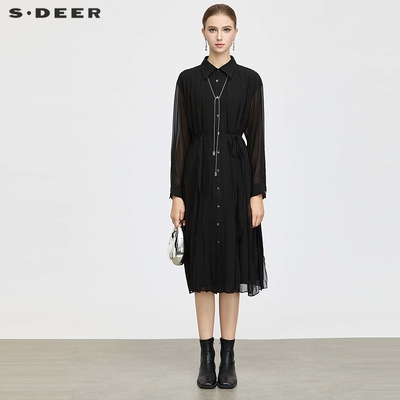 【甜甜粉丝专享】清新翻领荷叶边晕染雪纺连衣裙S25181204