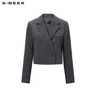 【甜甜粉丝专享】OL风西装领双排扣短款外套S24382207