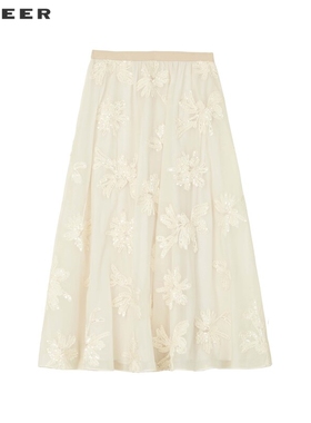 【一一专属】复古松紧绣花碎褶A字伞裙S244Z1106