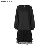 圆领网纱不规则连衣裙S244Z1205 时尚 甜甜粉丝专享