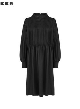 【一一专属】圆领肌理压褶灯笼袖连衣裙S241Z1246