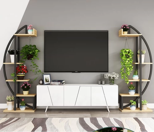 Зеленая лучевая рама многослойная пола -полки -полок Домашний балкон декоративный гостиная Современная минималистская горшка может двигаться