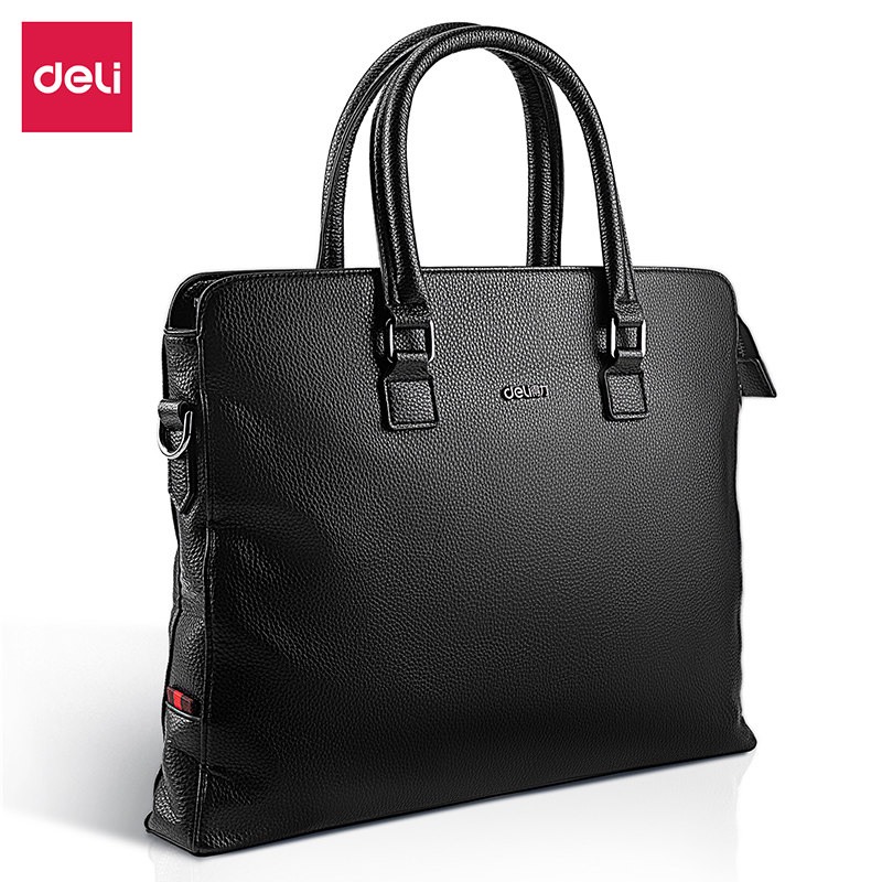 得力63757手提包皮质时尚商务出差办多层文件袋单公文包单肩斜挎