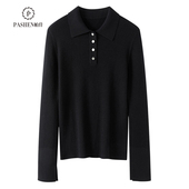 帕什女羊绒衫 2404 精纺POLO领针织衫 山羊绒保暖上衣 25春季 新款