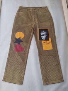 男女同款 Justin 拼图长裤 dre Bieber笑脸灯芯绒合作款