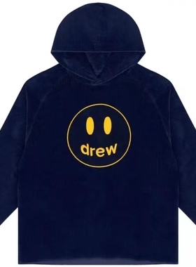 Dre贾克斯丁比伯灯芯绒帽子长袖卫衣 藏青色 笑脸 justinbieber