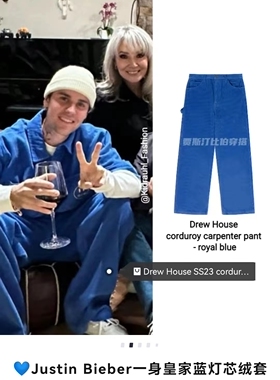 Dre小码灯芯绒长裤 皇家蓝 男女同款情侣装张艺兴justinbieber