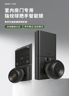 球形智能锁指纹密码刷卡锁香港公屋木门锁涂鸦wifi远程开锁无损装