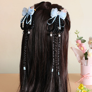 儿童可爱蝴蝶结假发辫子女童发夹可爱中国风汉服步摇儿童春节配饰