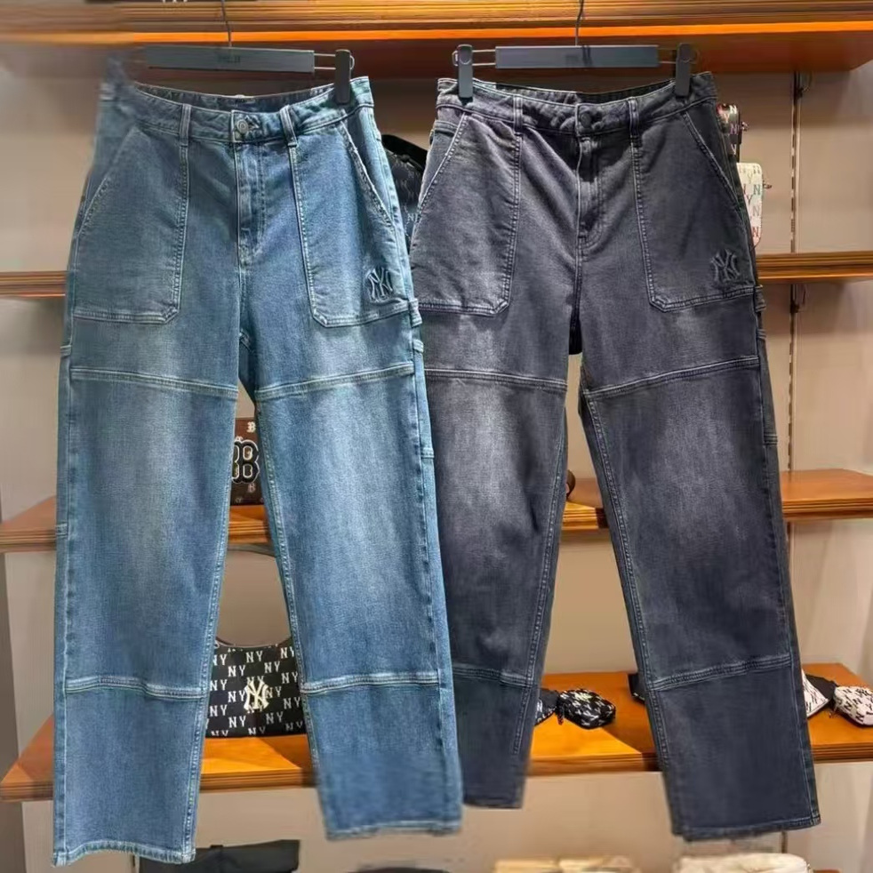 MLB25秋季新款直筒裤男女款时尚休闲百搭潮流工装牛仔裤3LDPB0954