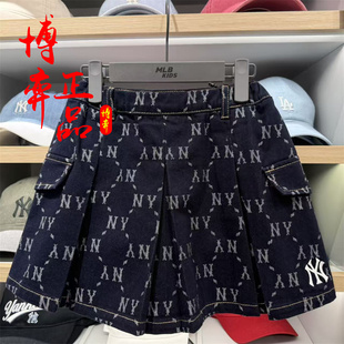 百褶裙裤 7FSKM0361 女童复古牛仔满印俏皮可爱时尚 MLB儿童26春新款