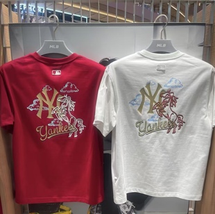 T恤3ATSQ0261 百搭防晒短袖 MLB26春新男女同款 新年生肖马印花时尚