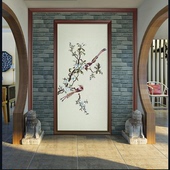 新品 定制走廊玄关客厅 独秀工艺手工刺绣无缝墙布鸟语花香现代中式