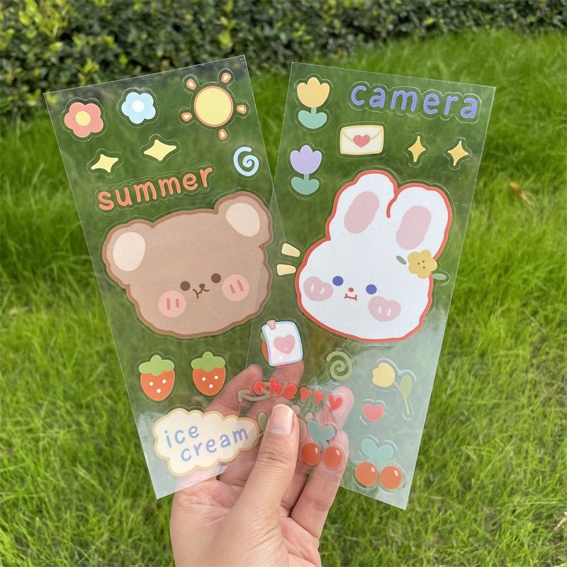 卡通透明pvc贴纸收纳盒防水贴ins可爱少女贴纸保温杯贴水晶贴
