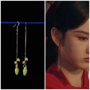 折腰宋祖儿小乔同款耳环耳饰耳夹配饰西瓜晶玛瑙玉兰花苞流苏耳坠