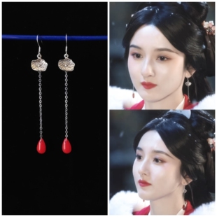 折腰小乔同款耳环耳饰宋祖儿同款耳坠配饰战国袍汉服荷叶耳饰配饰
