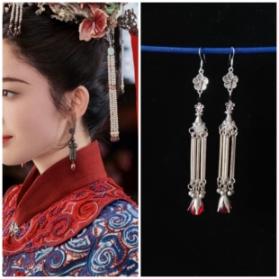 玉茗茶骨荣善宝同款耳环古力娜扎同款耳坠暗黑新娘明清制汉服耳饰