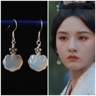 折腰宋祖儿小乔同款耳环耳饰宋祖儿同款耳坠玛瑙平安锁耳夹配饰品