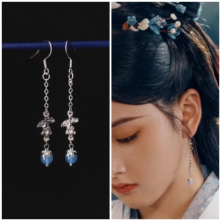 折腰同款耳环耳饰小乔宋祖儿小乔同款耳坠耳夹配饰品玉髓古风耳饰