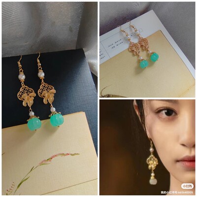 长相思第二季杨紫同款耳环耳饰耳夹配饰品南瓜珠雕刻梅花古装耳坠