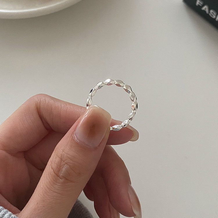 未晚s925纯银米粒开口戒指