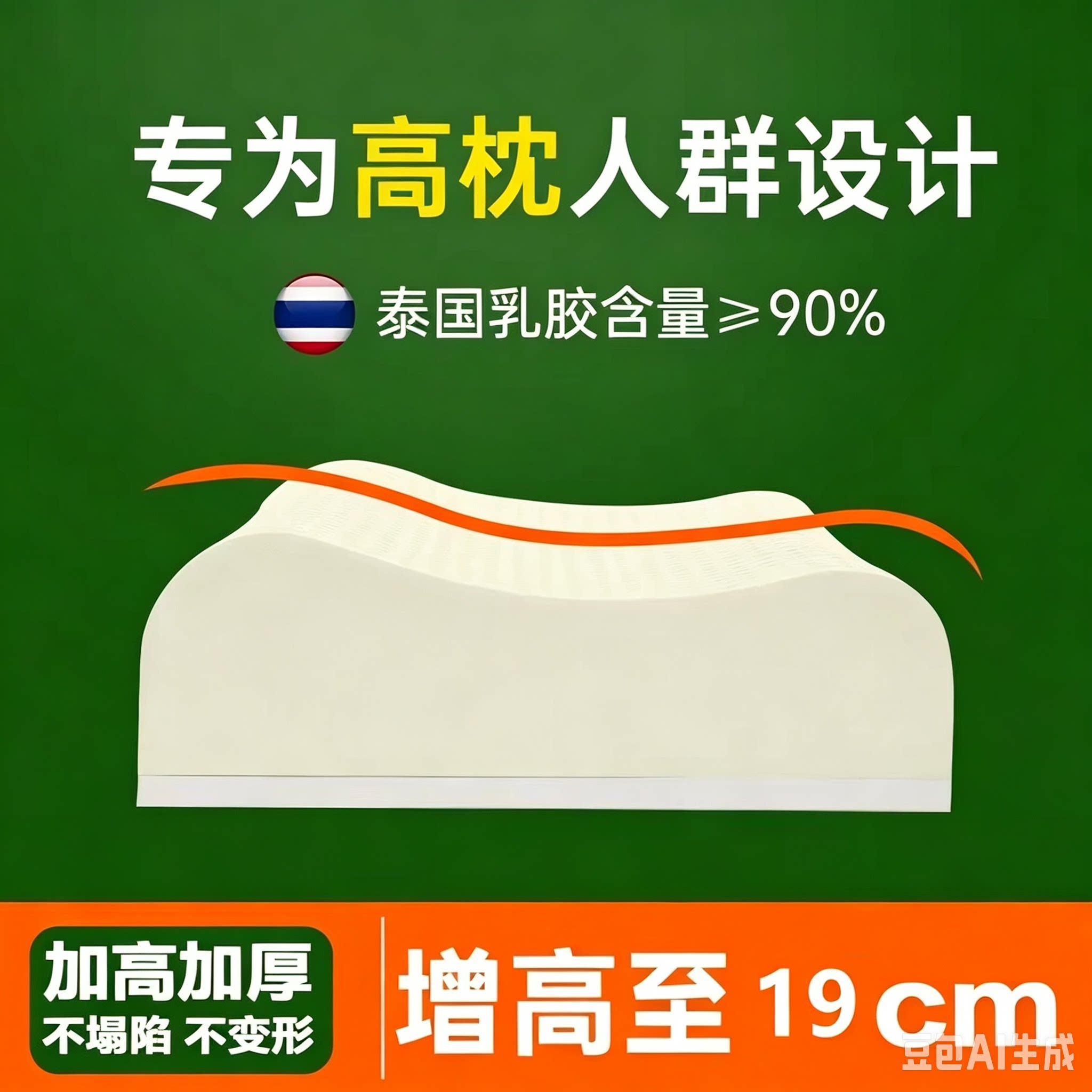 泰国乳胶枕头加厚加高硬枕不塌陷乳胶枕