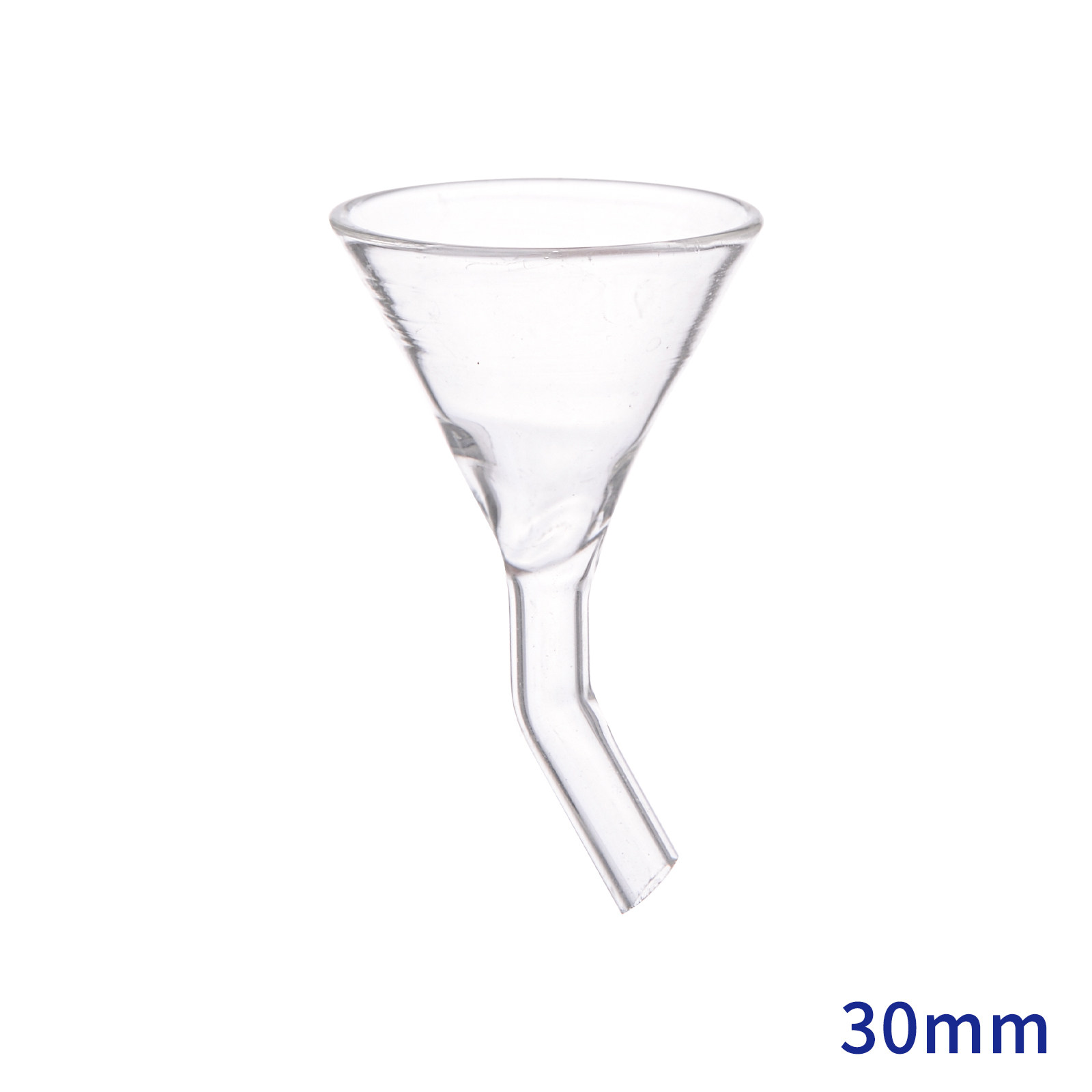 三角弯颈漏斗锥形标准漏斗玻璃漏斗40/50/60/75/90mm短管短颈漏斗