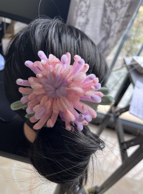 仿绒花大发夹款