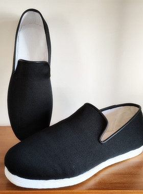 千层底礼服呢中老年黑色春秋透气布鞋复古居家养生舒适圆头男单鞋