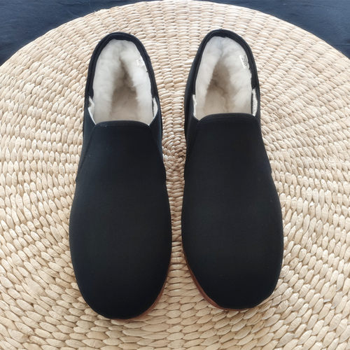 手工牛皮底礼服呢防滑冬季棉布鞋