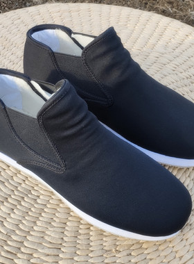 老北京千层底手工礼服呢黑色布鞋高帮中式青年圆头男羊毛毡棉鞋冬