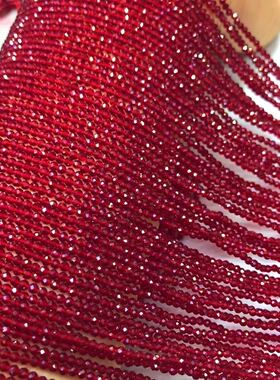 红色尖晶石切面珠子散珠半成品diy手链项链饰品配件刻面小米珠子