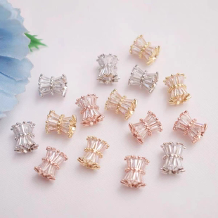 DIY包金保色T方锆石小蛮腰隔珠配件diy锁骨链吊坠手链路路通配珠