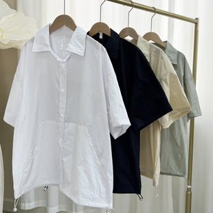 新款宠物店美容师工作服不沾毛短袖轻薄透气韩系衬衫男女同款美发