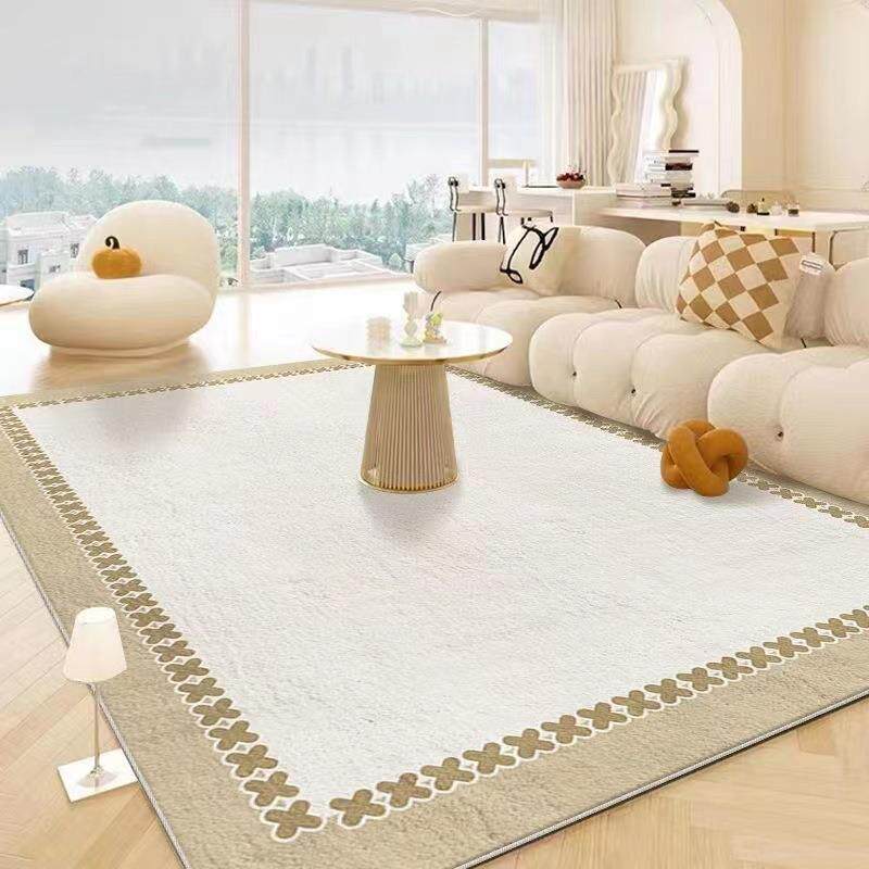 ins奶油风仿羊绒地毯客厅地垫耐脏卧室床边毯大面积侘寂风地毯