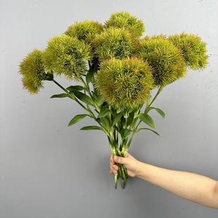 仿真绿石竹 家居商场样板间假花插花陈列手感软胶绿毛球手感石竹