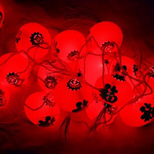 新年红灯笼福字灯串彩灯8cmled过年小灯笼户外led庭院氛围灯超亮