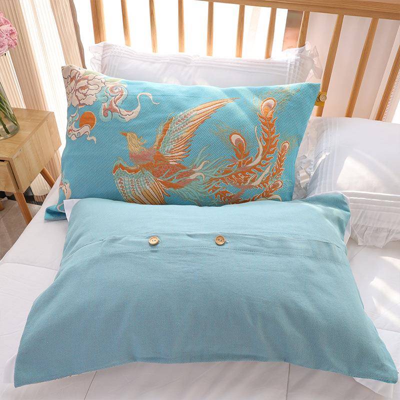 纯棉信封式纽扣枕套单条一对装枕芯套加厚情侣枕头套固定不脱落