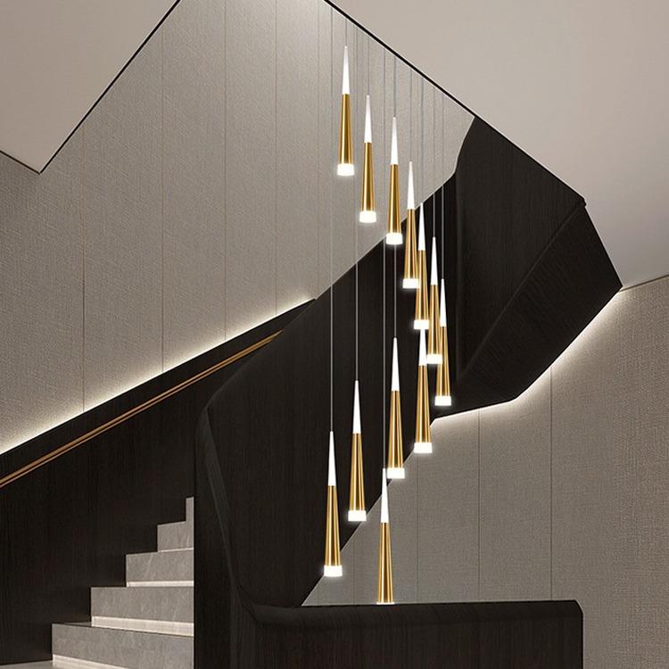 楼梯吊灯长loft复式家居别墅公寓挑空客厅创意旋转