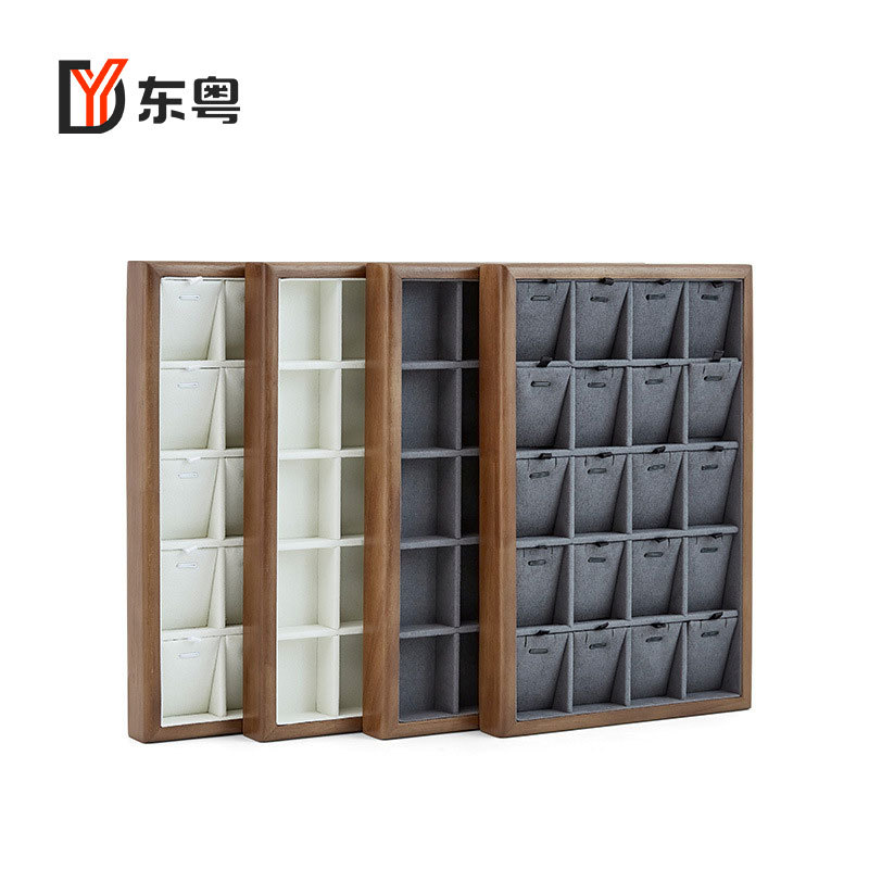 胡桃木实木首饰收纳托盘戒指吊坠项链展示架珠宝饰品橱窗陈列道具
