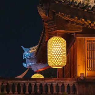 竹编灯笼手工编织油纸中式户外火锅餐饮茶楼罩装饰节日氛围