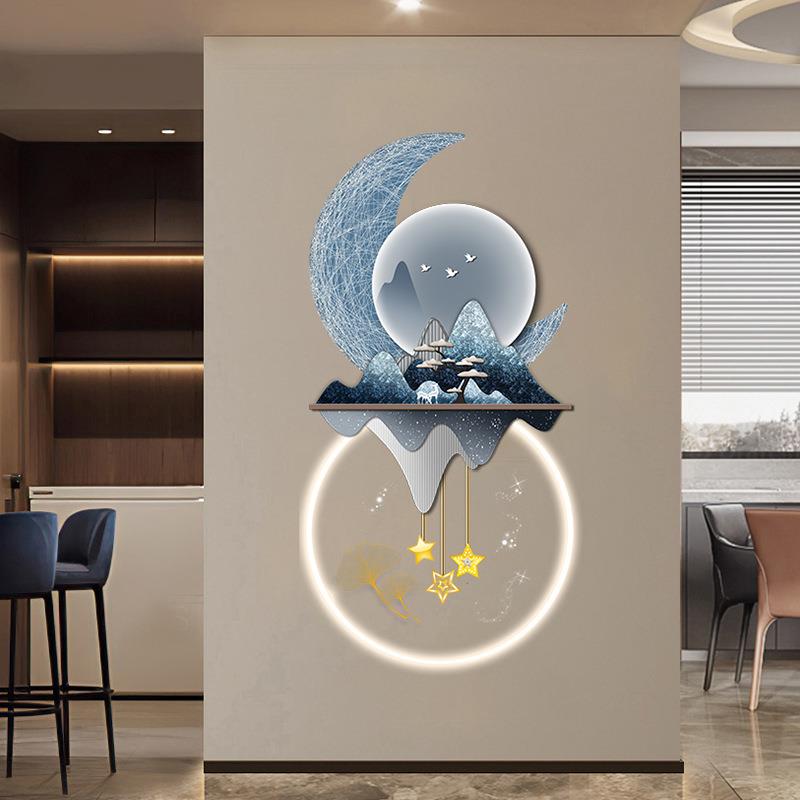 轻式奢创意感玄关装饰画挂饰墙壁装克饰中-发光氛围立体亚力装饰图片
