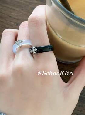 小众设计感十字架天然石素圈戒指女轻奢潮流时尚通勤百搭指环戒子