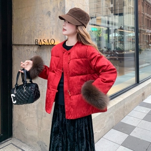 【】25年冬90绒风红色羽绒服2C289-25112-P330-K479图片