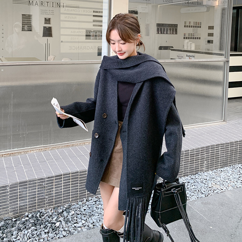 【新款现货】2025冬双面羊绒大衣+连帽围巾2C2898-2011-P240-K348,女装羊绒大衣,2C289