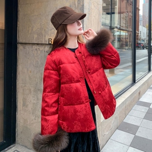 【】25年冬90绒风红色羽绒服2C289-25112-P330-K479图片