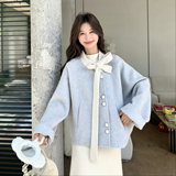 25年冬蝴蝶结双面呢外套2C289-2599-P275-K420，女装羊绒大衣，2C289